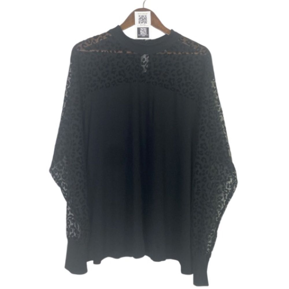 VENUS Black Sheer Leopard Print Blouse /3X